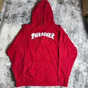 Thrasher San Francisco Katakana Logo Hoodie Mens Red Skate Pullover Sweatshirt